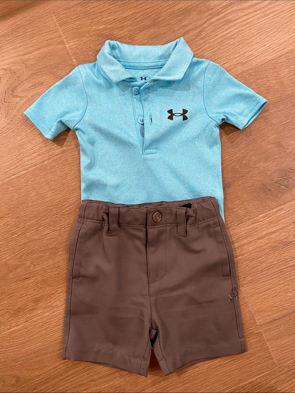 Under Armour Baby Polo Shirt and Grey Shorts Set - Aqua Top